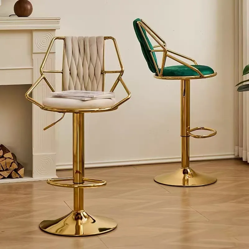 

*#g forModern Luxury Bar Stool with Rotate Lift Feature Metal Frame Velvet High Chair Steady for Home Bar Bedroom Mall Use*