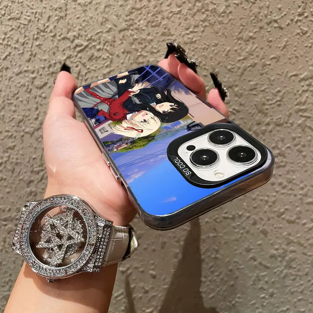 

Чехол для мобильного телефона Lycoris Recoil с аниме для iPhone 16, 15, 14, 13, 12, 11 X XR XS 8 7 Pro Max Plus, полупрозрачный цветной защитный чехол