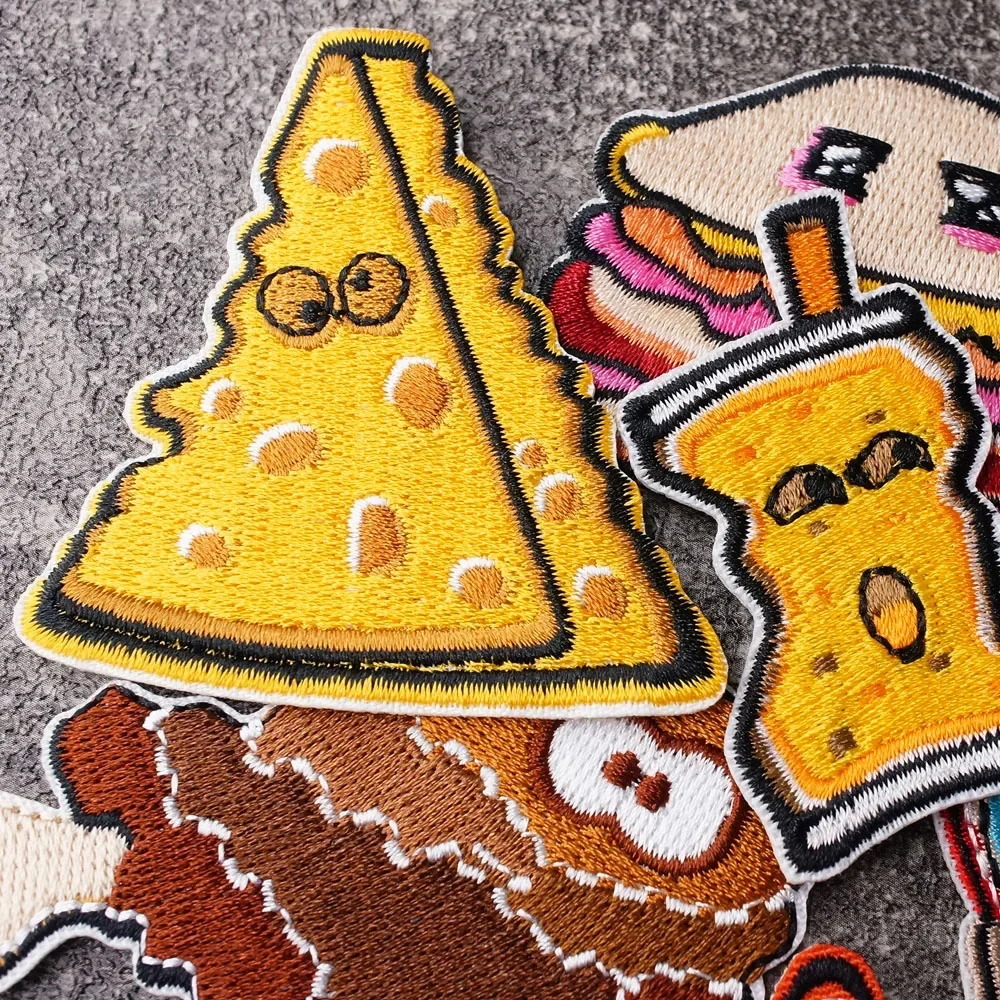 15Pcs/Lot Hot Dog Hamburg Bread Pizza Patches Embroidery Applique Ironing Clothing Sewing Supplies Decorative Handmade Patch