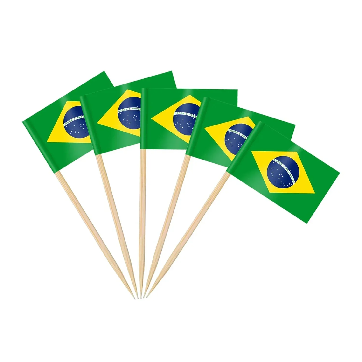 Bandeiras de palito de dente com bandeira do brasil, 100 peças pequenas e minúsculas para cupcake do brasil, bandeiras para dia nacional, decorações de festa de aniversário