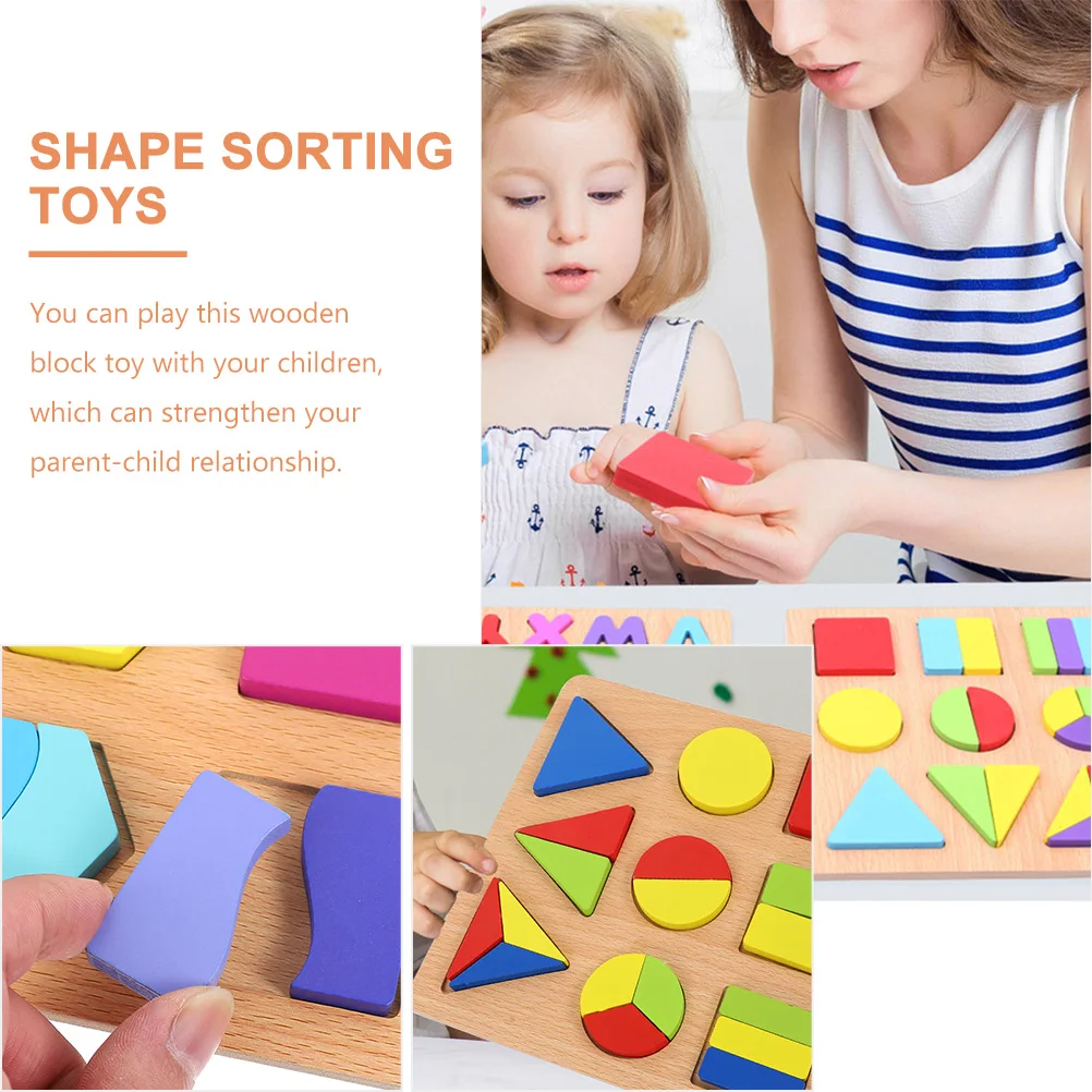 

2 Sets Wooden Alphabet Number Puzzles Kids Educational Shape Matching Blocks Bright Color Shape Sorting Toy for Children 123