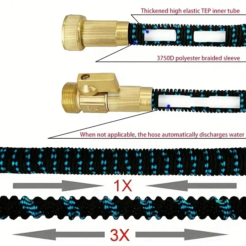 Magic Retractable Garden Hose, Anti Slip Handle Nozzle Gun, 3/4 American Connector, Used For Irrigation And Car Washing