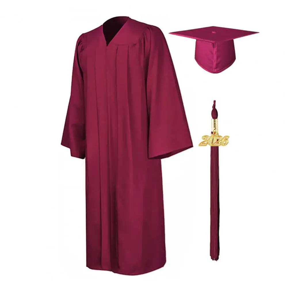 Conjunto de boné de vestido de formatura unissex com pingente de borla de 2026 anos para ensino médio, ensino médio, universitário, uniforme de formatura