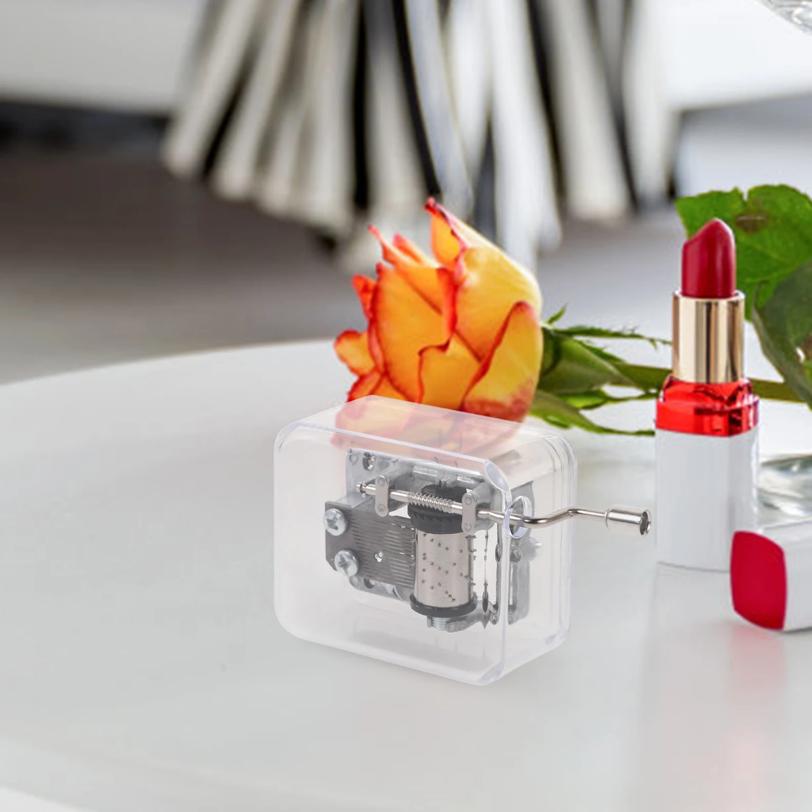 

Transparent Music Box DIY Musical Gifts Toy H Crank Mini Sound Quality Clear Art Decoration Plastic Household Home Adornment