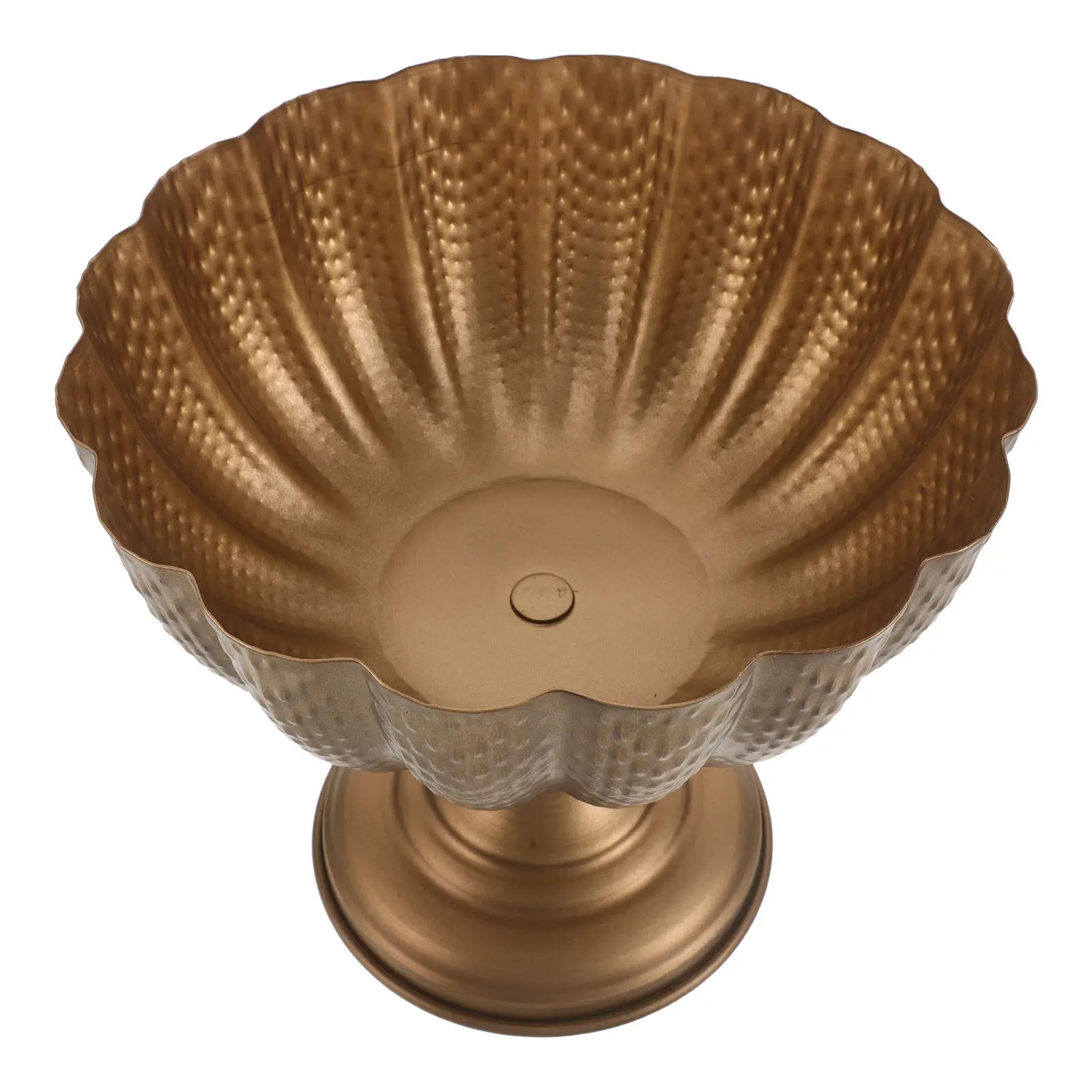Distressed Gold Metal Pedestal Compote Vase Iron Urn Flower Planter Vintage Bowl Centerpiece for Table Wedding Party Event Home