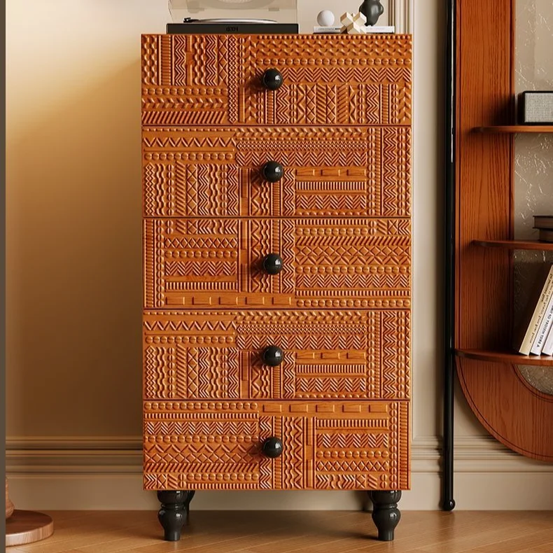 Medieval style storage locker large capacity high-end wooden chest of drawers Nordic retro commode chambre bedroom furniture