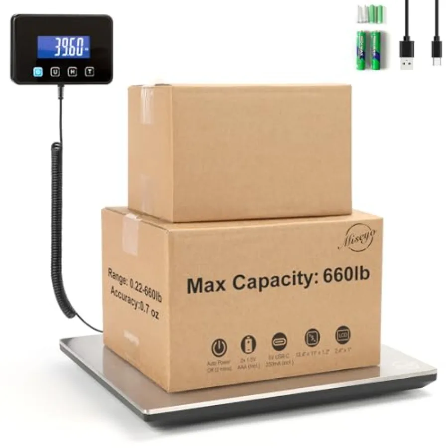 

660lbs Digital Shipping Scale - 0.7oz High Accurate Stainless Steel Postal Scale for Packages Luggage Small Business Warehouse