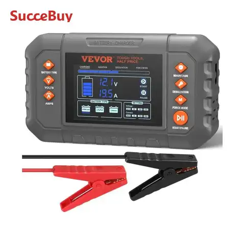 SucceBuy Smart Battery Charger 20-Amp Lithium LiFePO4 Lead-Acid(AGM/Gel/SLA) LCD Display Trickle Charger for Boat Motorcycle Use