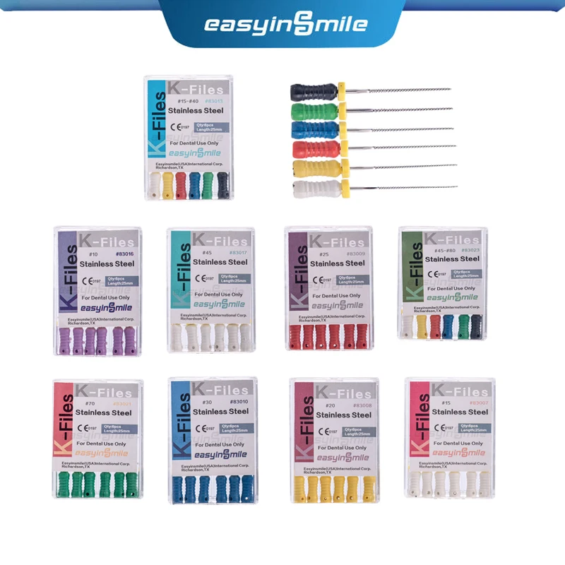 EASYINSMILE-Arquivos Endo K Dental, Aço Inoxidável, Canal Radicular, Uso Manual, Instrumento Endodôntico, Ferramentas Dentistas, 21mm, 25mm, 31mm