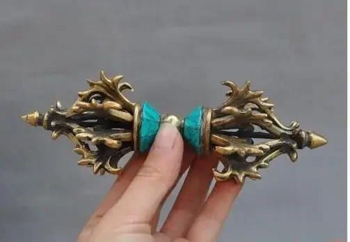 

6" old Tibet buddhism turquoise Dorje Vajra Phurpa Dagger Vajra statue