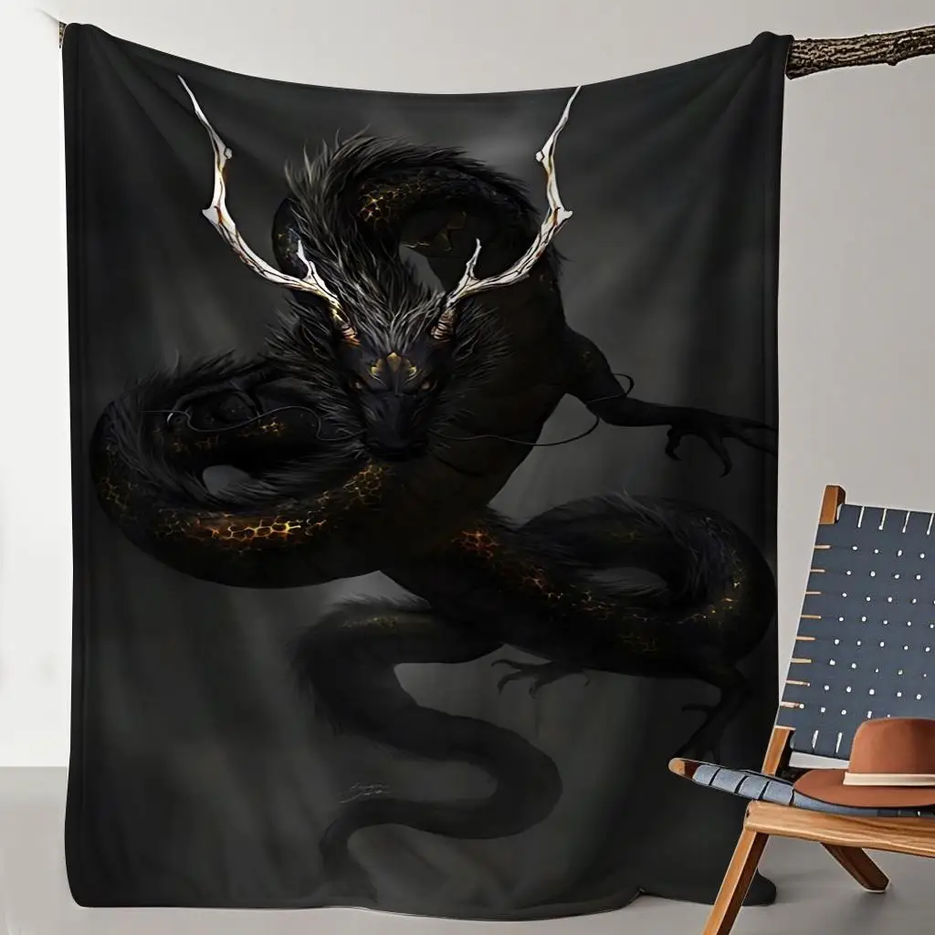 Cuban Comfy Dark Dragon blanket - Ultra-Soft Flannel All-Season Couples Throw, Machine Washable Bedspread/ Couch Cover for Home