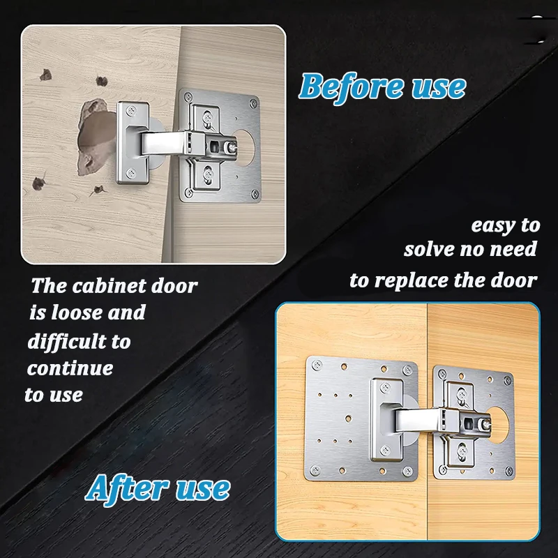 Placa de reparación de bisagra de armario de cocina, placa de fijación de acero inoxidable para muebles, cajones, mesas, armarios, ventanas y