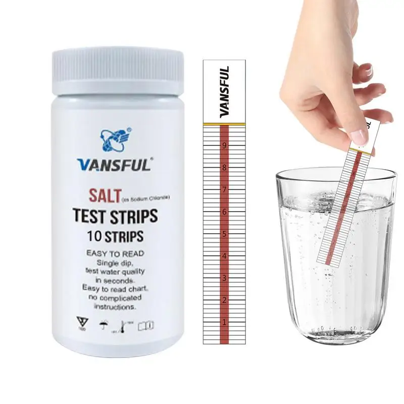 Pool Test Strips Kit para água salgada, Tiras de teste de dureza de água para banheira quente, 10 tiras