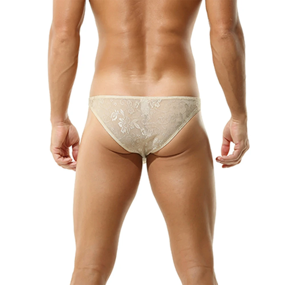 Transparent Lace Briefs Man Breathable Underwear Gay Soft See Through Underpants Low-Rise Panties Sissy Sheer Erotic Lingerie