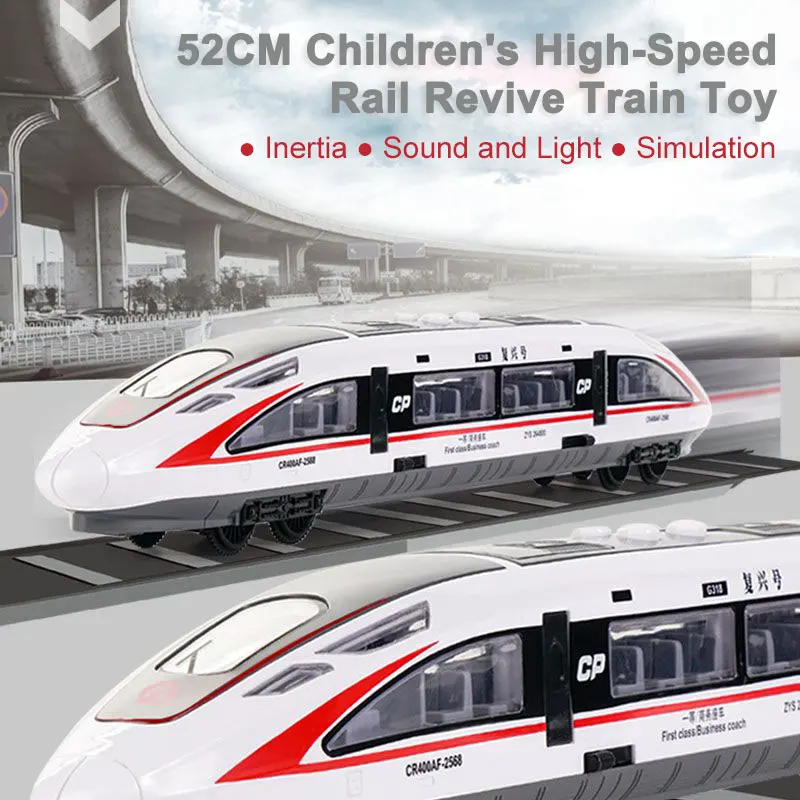

52CM Children's High-Speed Rail Revive Train Toy Subway Model Train Simulation Light Rail Train With Light Music Kids Toy Car