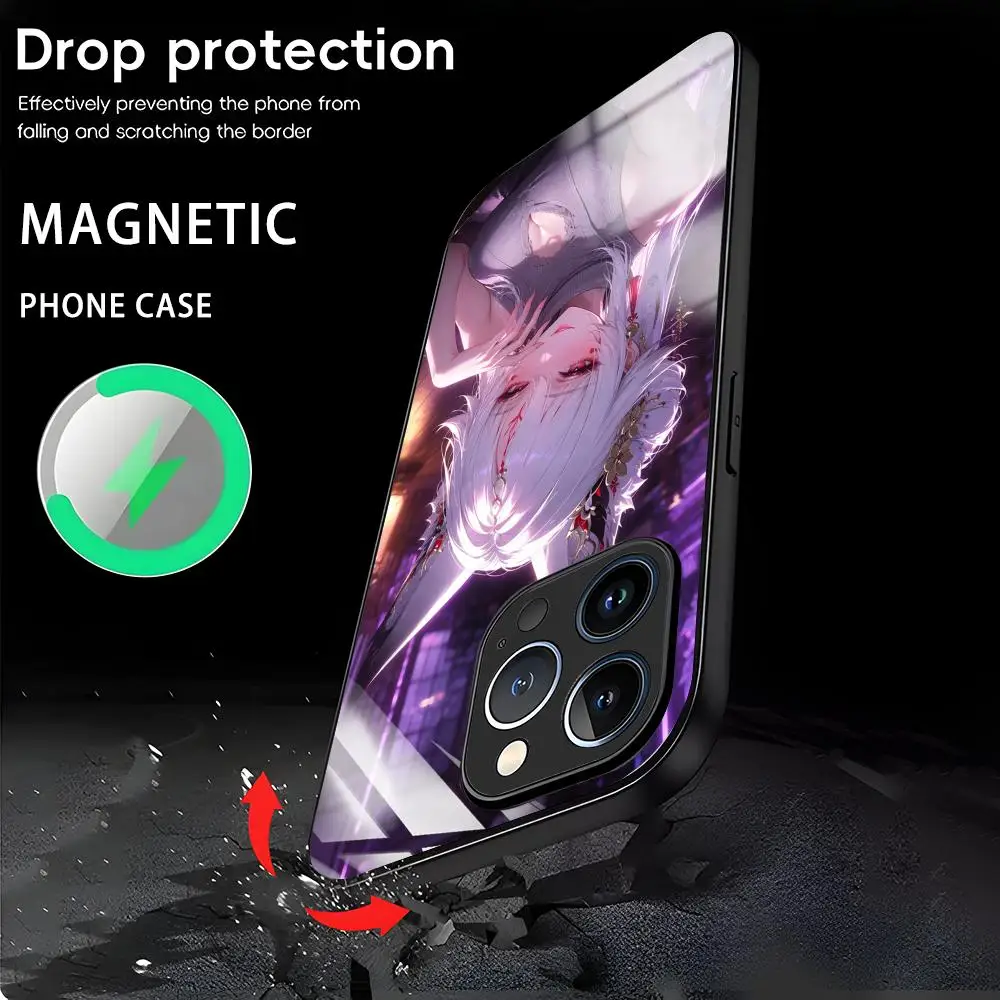 Funda Magnética de Vidrio Wuthering Waves Hsin Jianxin para iPhone 17 16 15 14 13 12 11 X XR XS 8 Plus Mini Pro Max
