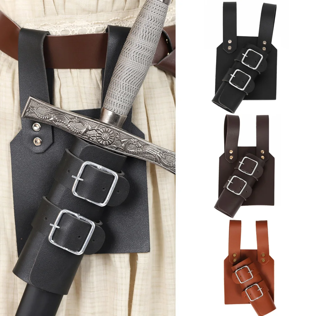 Medieval Sword Scabbard Sword Holder Leather Sheath Scabbard Adult Men Larp Knight Weapon Cosplay Gear Rapier Ring Belt Holster