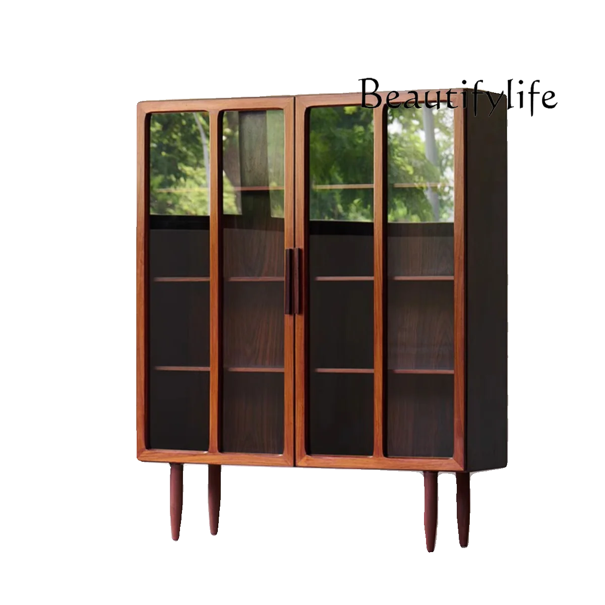 Retro Modern Design Bookcase Cherrywood Storage Locker Tableware Furniture Solid Wood Sideboard