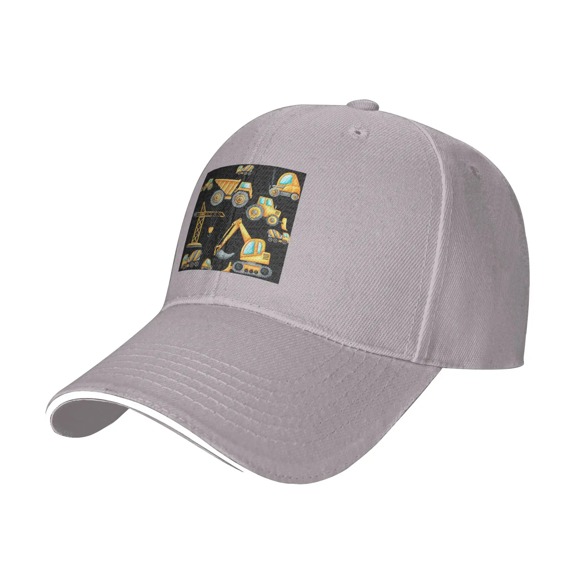 Yellow Construction Trucks Pattern Cap Fashion Baseball Caps Adjustable Hat Hip Hop Summer Unisex Baseball Hats Customizable