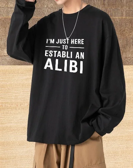 

Футболка мужская осенняя аниме Удобная футболка с длинными рукавами и графическим принтом «Я просто здесь, чтобы создать Establish An Alibi» Футболка с принтом в стиле аниме «Футбол»