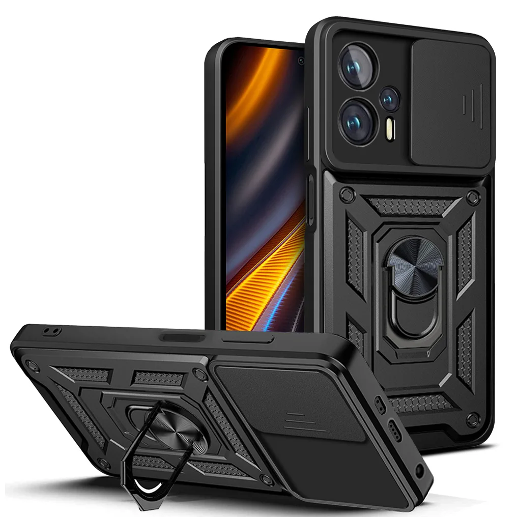 Armor Shockproof Case for Xiaomi POCO X4 GT Phone Camera Lens Protective Magnetic Car Holder Ring Case Cover