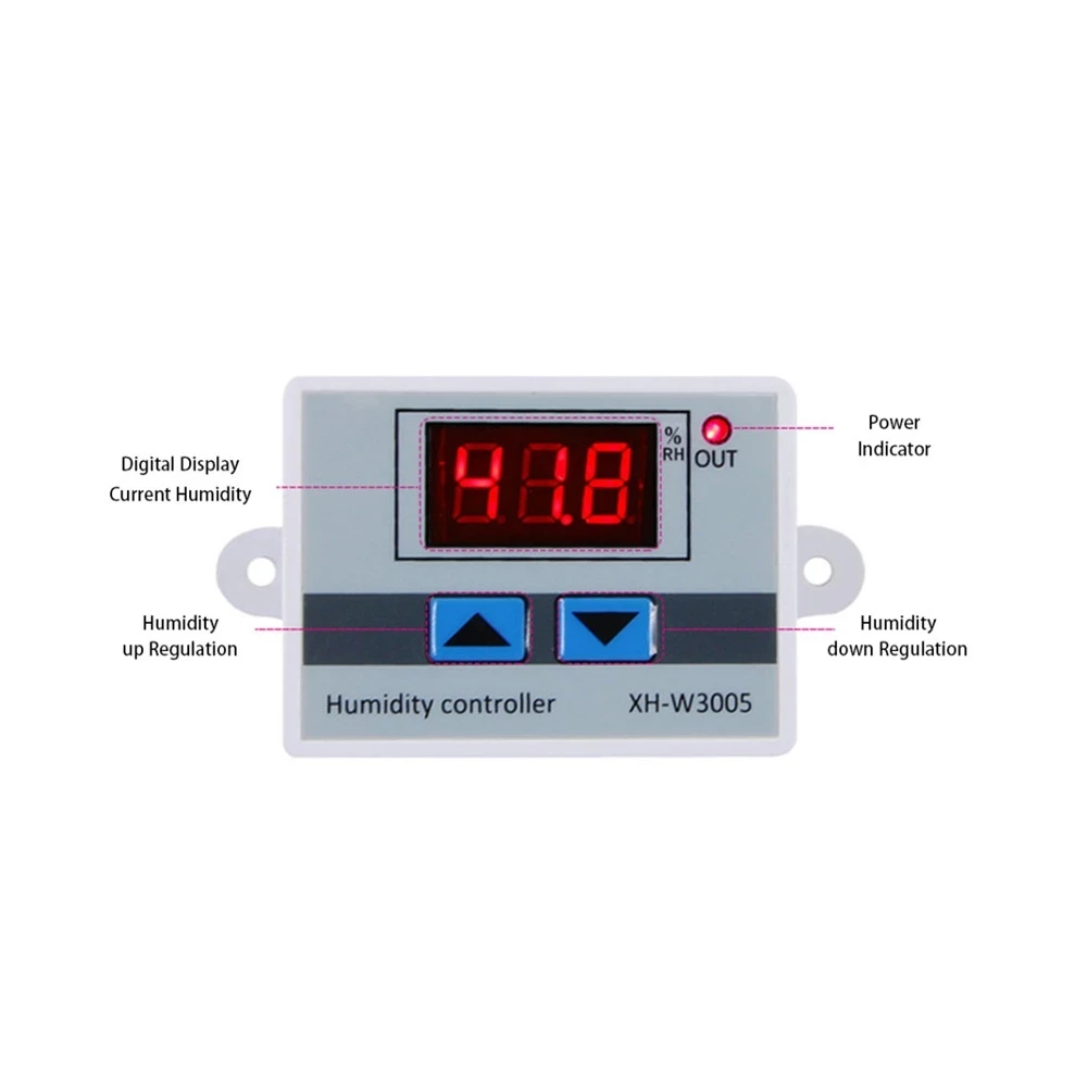 W3005 Digital Humidity Controller XH-W3005 12V 24V 220V Humidistat Hygrometer Humidity Control Switch Regulator Humidity Sensor