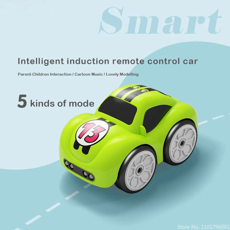 RC Intelligent Sensor Remote Control Cartoon Mini Car Remote Control Electric Car Smart Music Lighting for Boy Children Toy Gift