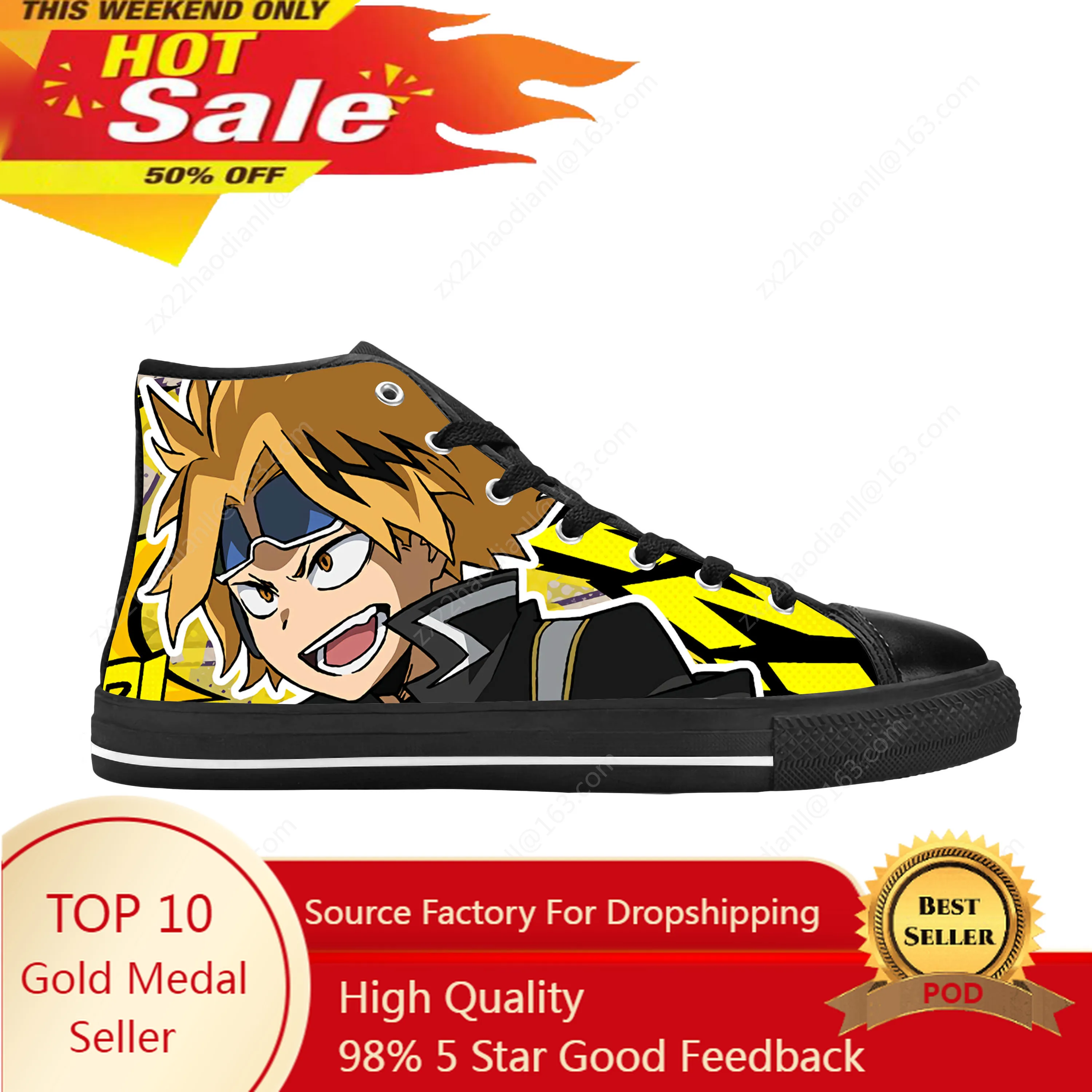 

Anime Manga Comic My Hero Academia Kaminari Denki Casual Cloth Shoes High Top Comfortable Breathable 3D Print Men Women Sneakers