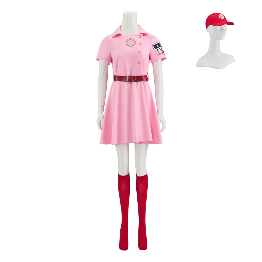 

Рокфорд персики фильм AAGPBL женское бейсбольное платье костюм League of Their собственный косплей Dottie розовое платье наряды на Хэллоуин