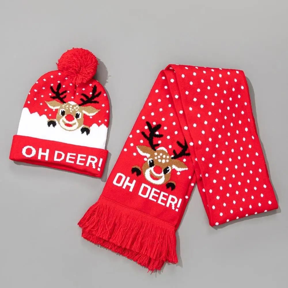 Gorro de Navidad para mujer, bufanda navideña tejida para fiesta de Navidad, gorro de ocio al aire libre, gorros de otoño e invierno, 2 uds.