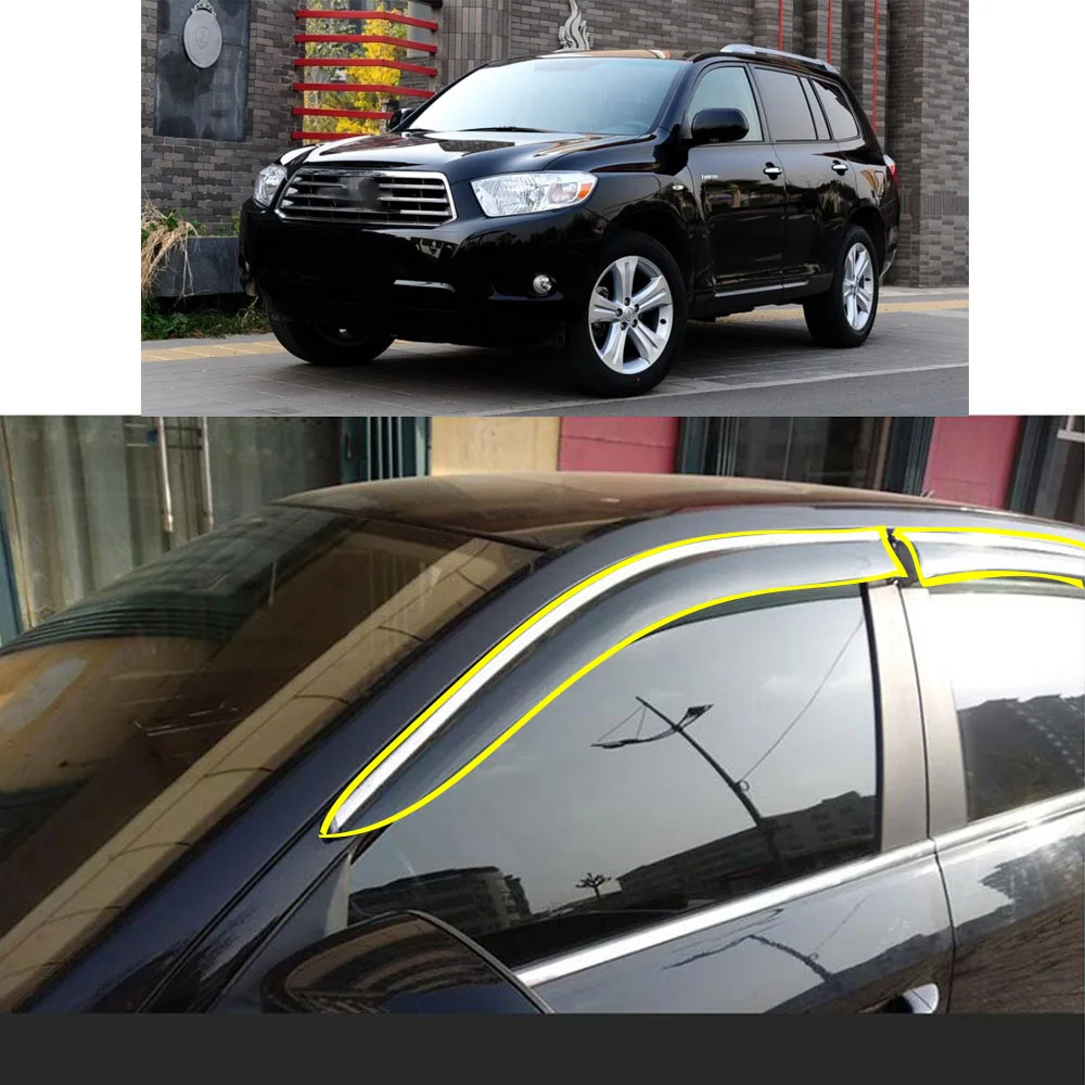 

Car Sticker Plastic Window Glass Wind Visor Rain/Sun Guard Vent For TOYOTA Highlander 2008 2009-2010 2011 2012 2013 2014