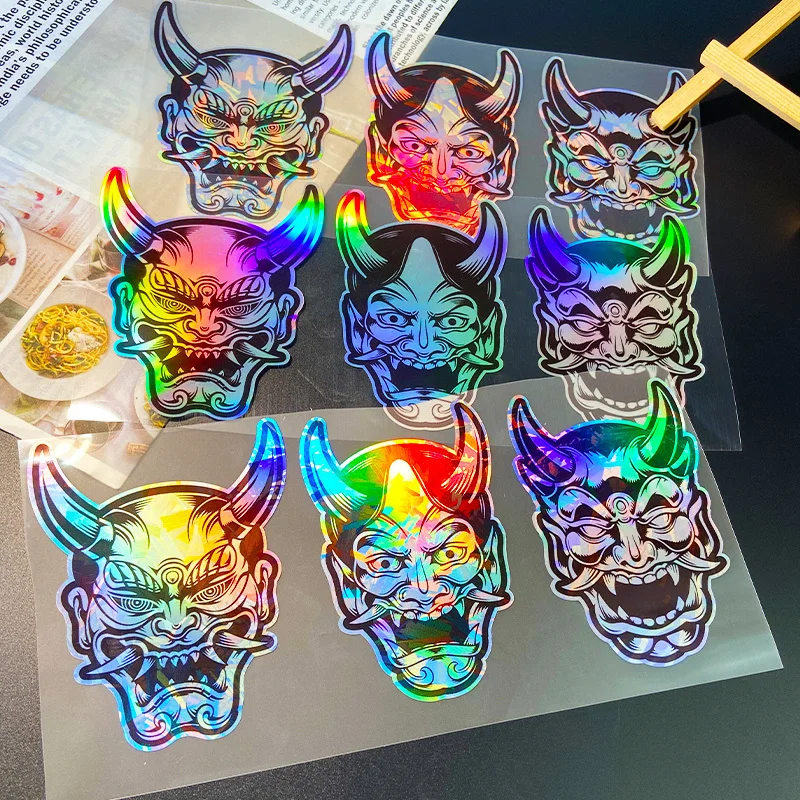 

3PCS/1Set Prajna Mask JDM Motorcycle Stickers Waterproof for Motorbike Fuel Tank Helmet Box Durable Car Window Vinyl Decals