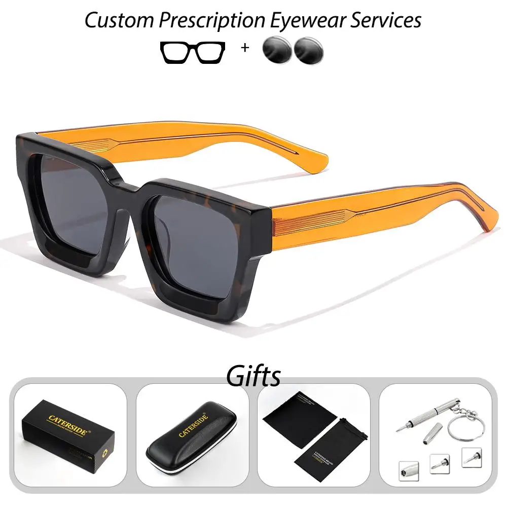 CATERSIDE Vintage Herren-Korrektionsbrille, verdickte quadratische optische Sonnenbrille für Damen, modische Brille für Outdoor-Fahrten – Detail 15