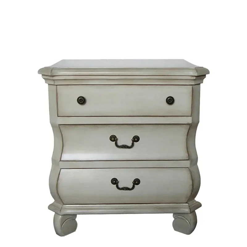 

European-Style Furniture American Country Three-Drawer Retro Mediterranean Painted Sofa Side Cabinet bedroom furniture