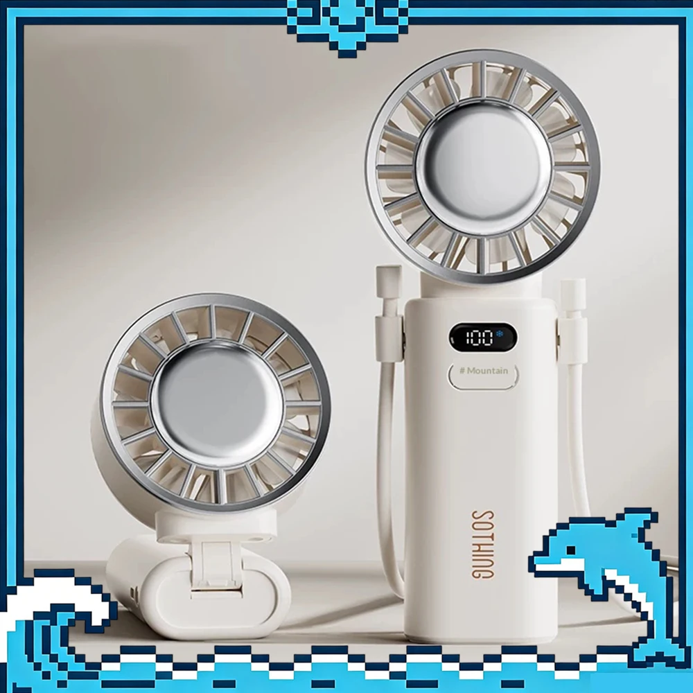 SOTHING Refrigeration Folding Handheld Fan 100-Gear Personality Adjustment Handheld Small Fan Low Noise Light Weight For Gifts