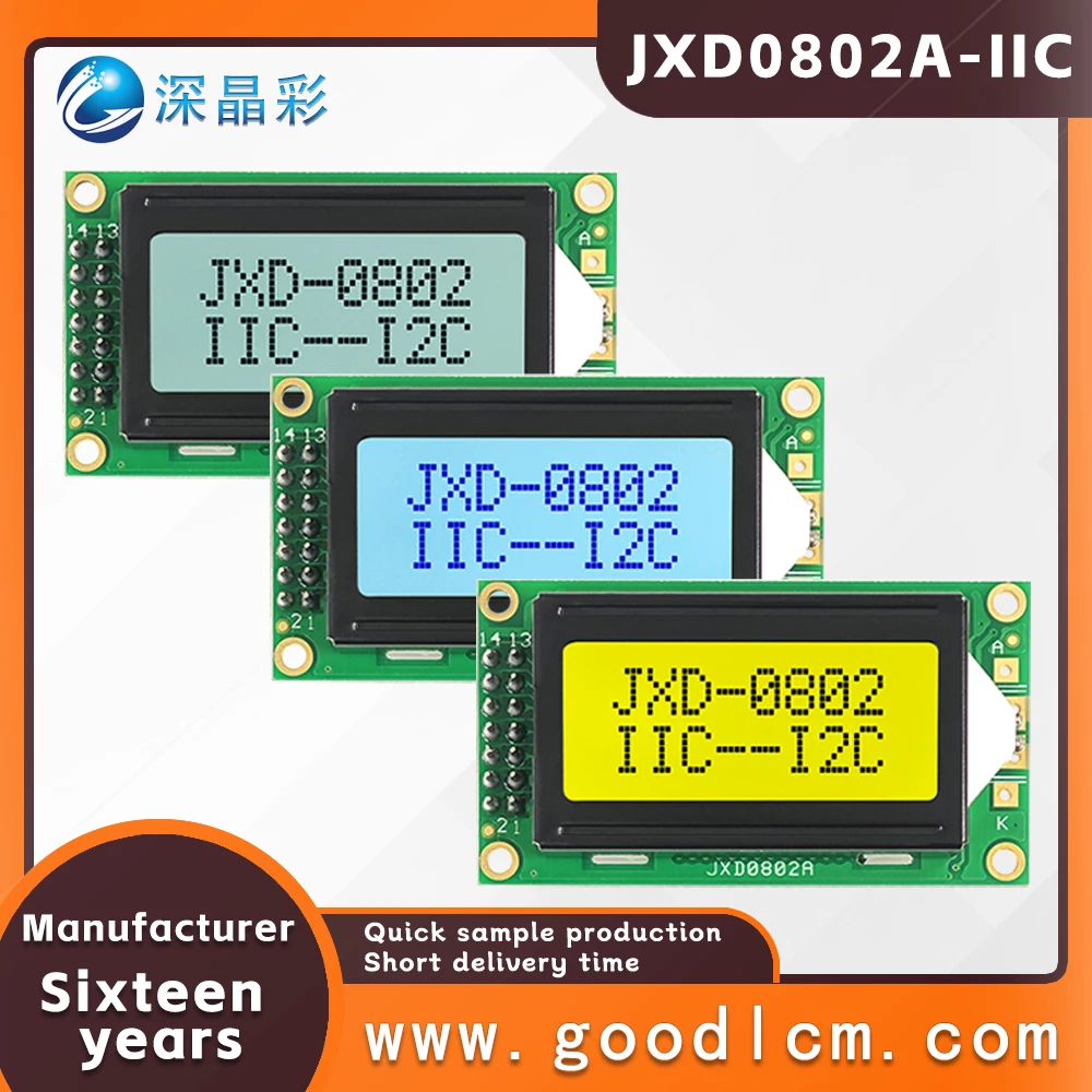 IIC/I2C interface Available in multiple colors LCD screen JXD0802A Russian character small sized display screen Backlight module