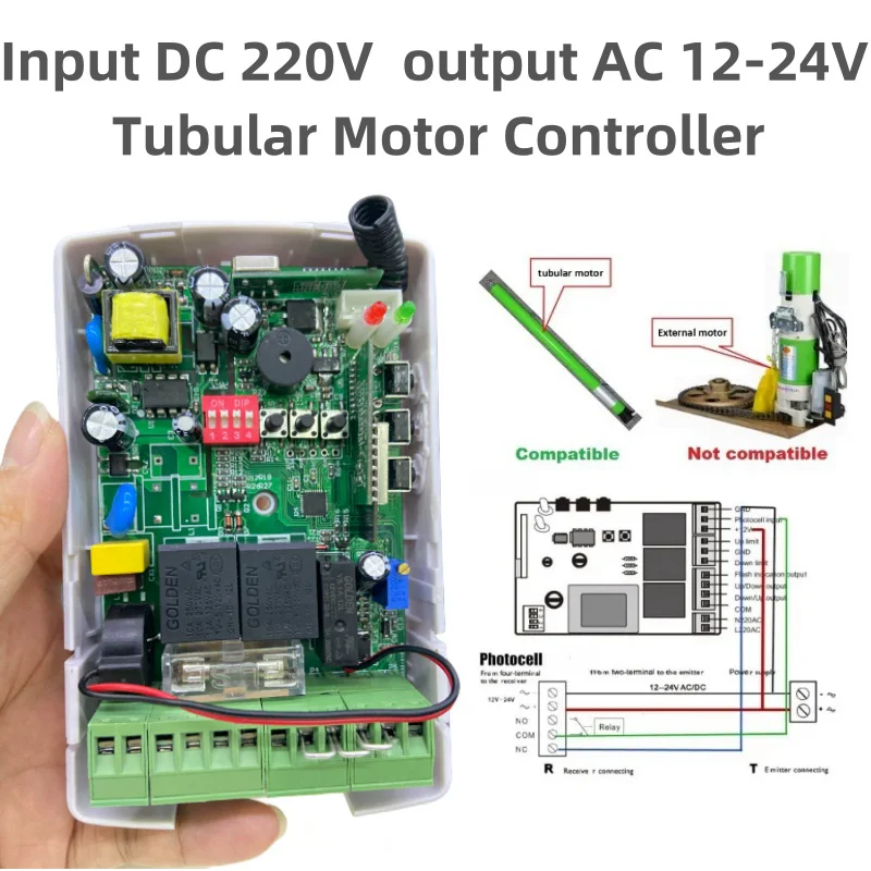 Hot Selling 433M 90V 110V 220V 1 key 4 key Running time setting Tubular Motor Rolling Shutter Door controller