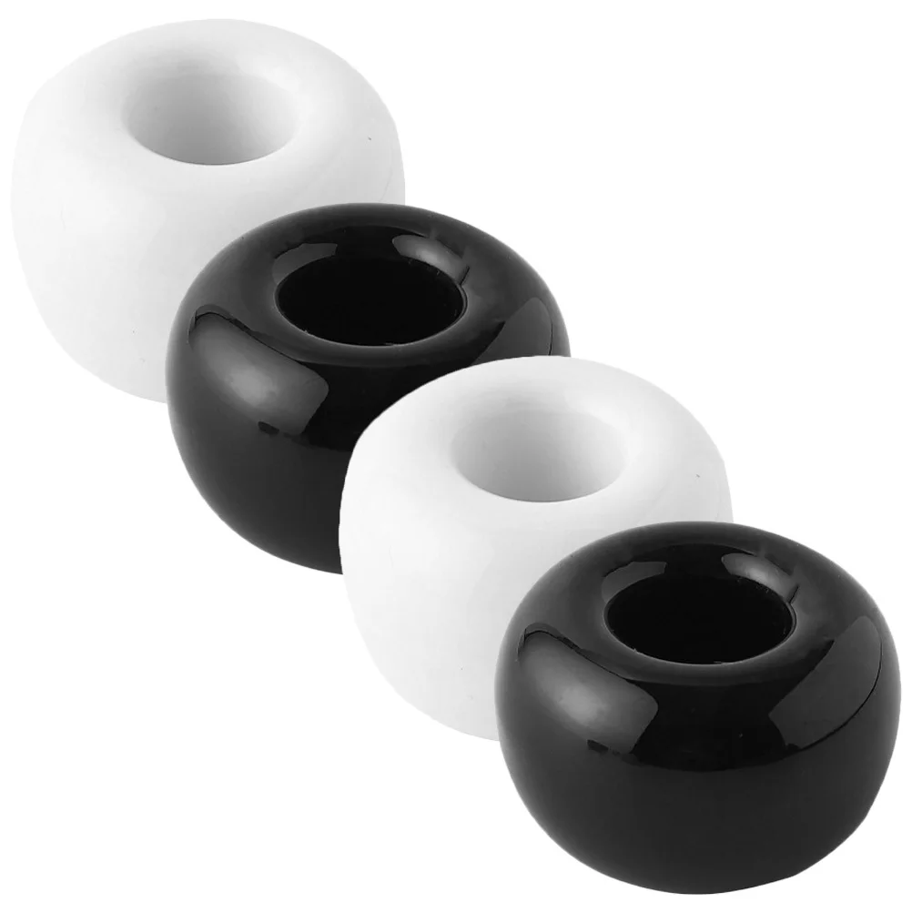 

4Pcs Ceramic Toothbrush Holder Bathroom Vanity Countertop Stable Base Pen Storage Single Pen Holder Ceramic Toothbrush Bases