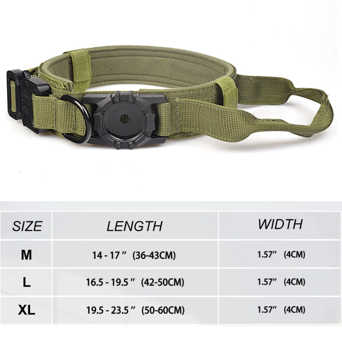 Verstellbar mit AirTag-Halterung, taktisches Hundehalsband, bequem gepolstert und Griff, Metallschnalle, GPS-Halsband für mittelgroße und große Hunde – Detail 7
