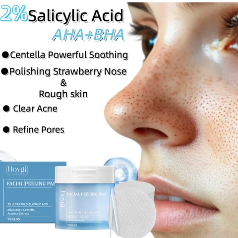 Salicylic Acid Acne-Clearing Toner Pads,Dual Action Exfoliation,Deep Clear Acne&Refine Pores,Centella+Allantoin,Soothing&Anti Redness,Polish Strawberry Nose&Rough Texture,Hydrating&Non-tightening,Convenient Dual Textured Pads,Vegan & Clean Beauty
