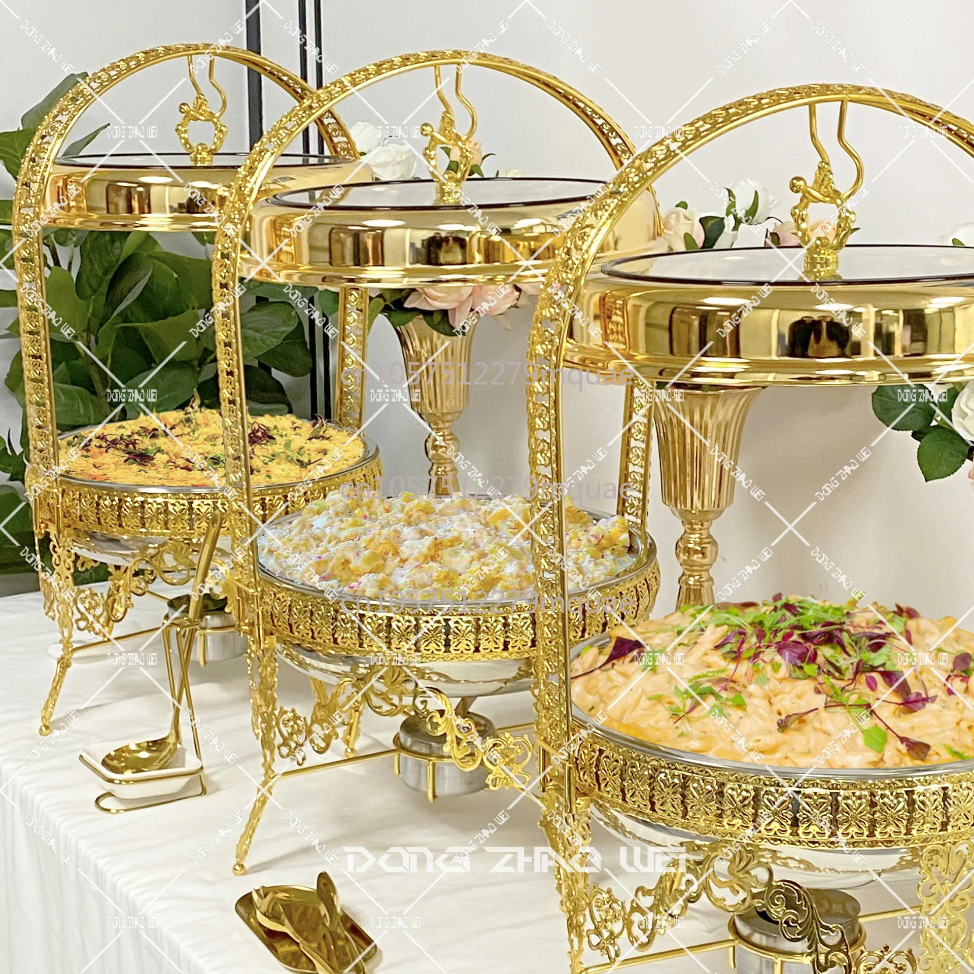 Golden Butterfly Hotel Restaurant Food Warmer Chafing Dishes Buffet Set