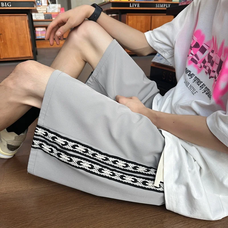 

Ice Silk Sports orts Men's Summer Thin Five-Striped Casual Loose Fit Straight Leg Trendy Brand Breathable Comfortable Youthful