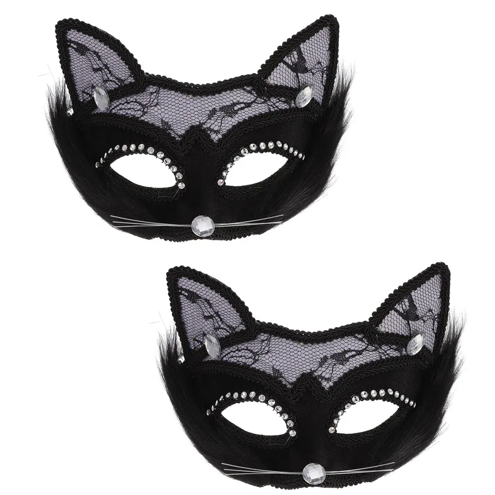 

2Pcs PVC Cat Masks Adult Festival Accessories for Dancing Parties and Masquerade Events