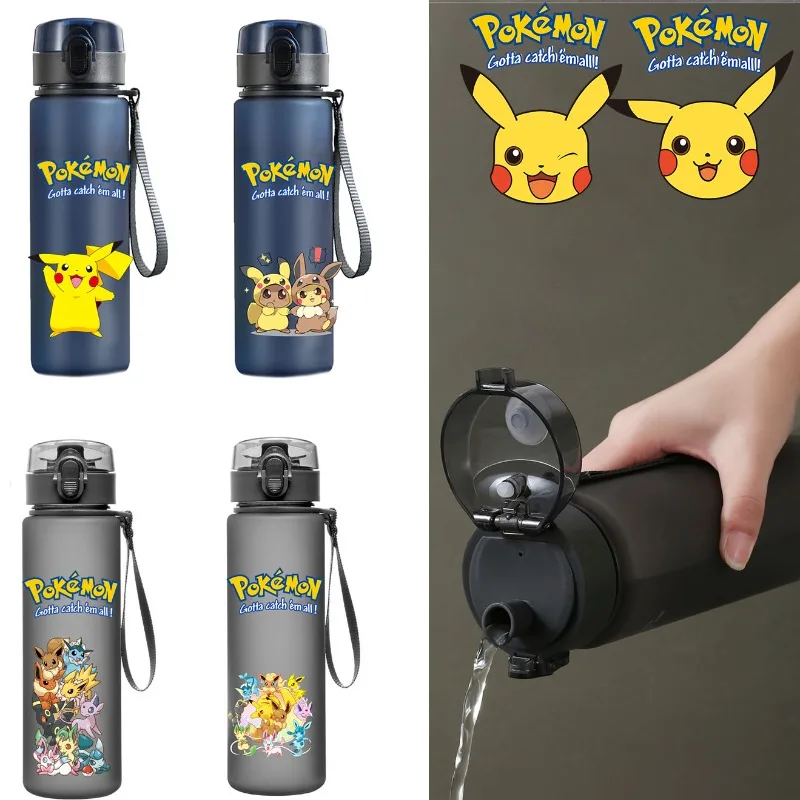 Cute Pikachus Elf  Sports Water Bottle Kettle Portable Outdoor Gym Fitness Cup Plastic Jugs Water Bottle Children Birthday Gifts