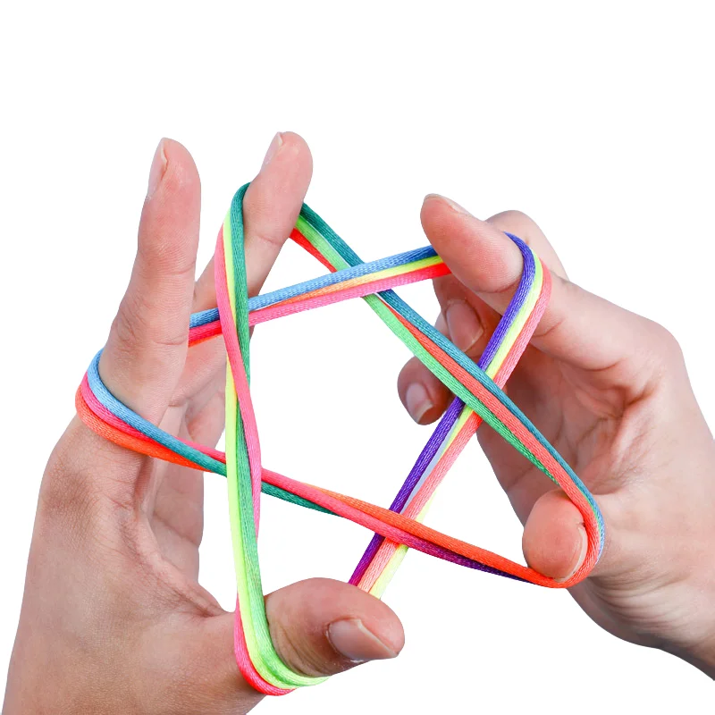 1-20PCS 1.6M Rainbow Color Fumble Finger Thread Nylon Rope String Game Developmental Toy Puzzle Educational Game for Children