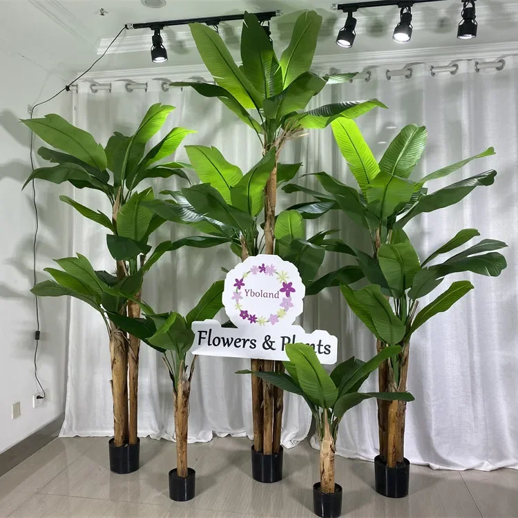 K82 Large Home Artificial Decorative Plants Green Fake Small Bonsai Banana Tree Plant With Pot Plastic Artificial Banana Tree