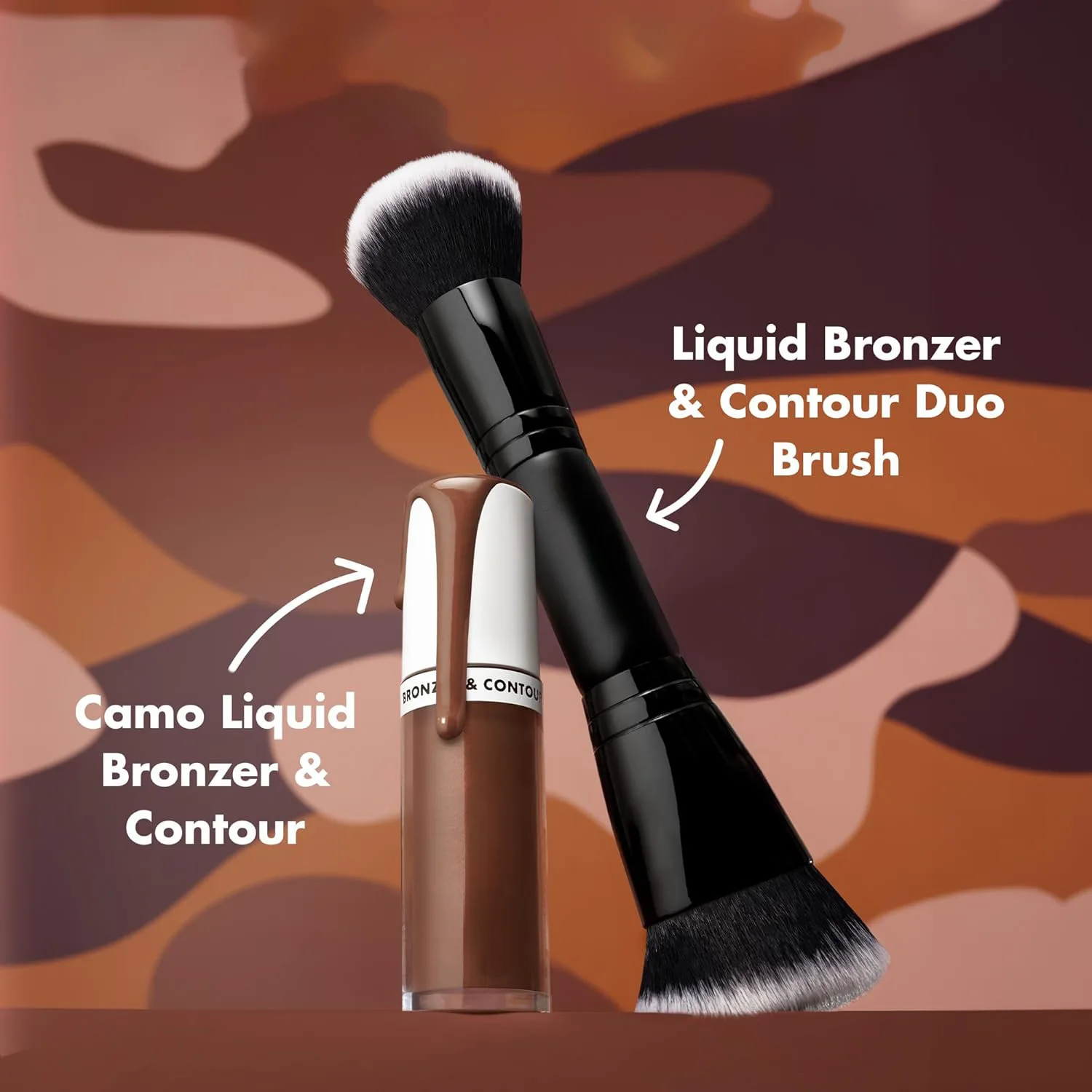 Pincel de maquiagem de cerdas macias de duas cabeças para blush e aplicação de contorno facial Ferramenta de beleza de peça única