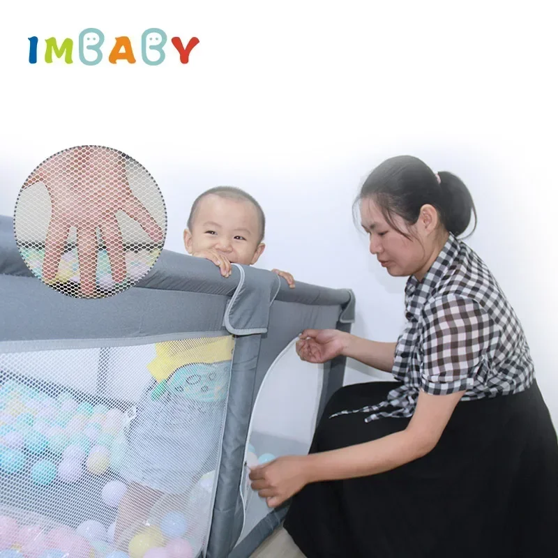 IMBABY 180x200 روضة أطفال كبيرة ملعب الطفل رمادي نشاط الطفل سياج الكرة بركة روضة للأطفال سلامة باري غرفة اللعب