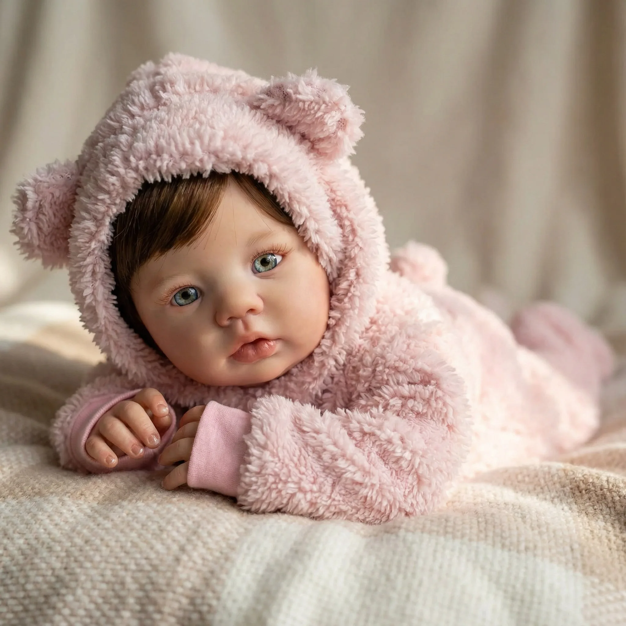 

19inch Abigail Cotton body/Full vinyl girl body Reborn Doll Lifelike Multiple Layers Painting Skin Visible Veins Hand Root Hair