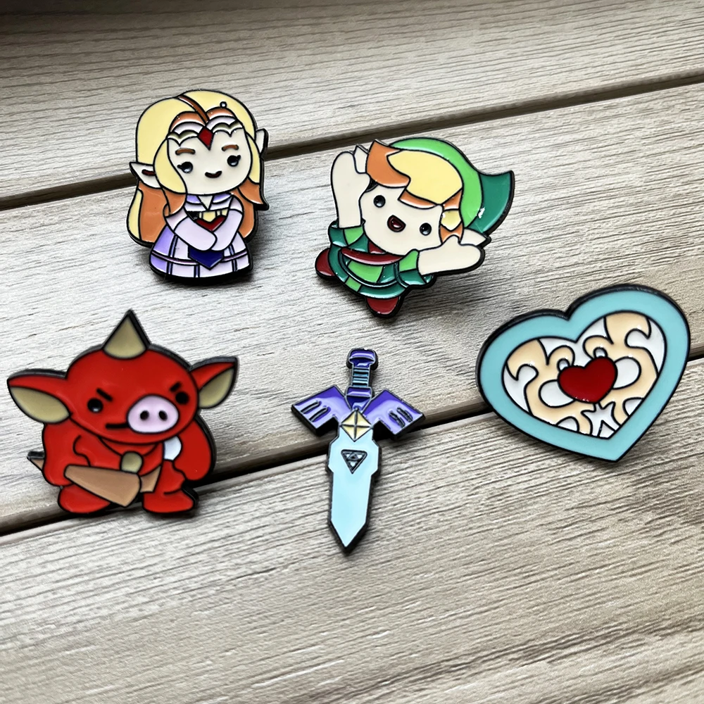 5pcs Kawaii Master Sword Enamel Lapel Pins Set Anime Themed Brooch Badges for Jackets Bags Collectible Gift for Gamers Souvenir view 4